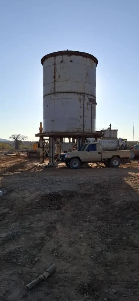 Elevated water tank on its support legs