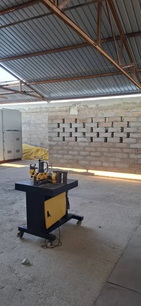 Pipe-bending machine inside the fabrication workshop
