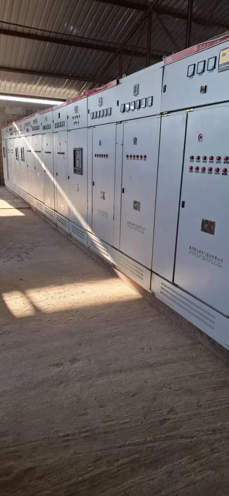 Electrical switchroom with rows of control panels