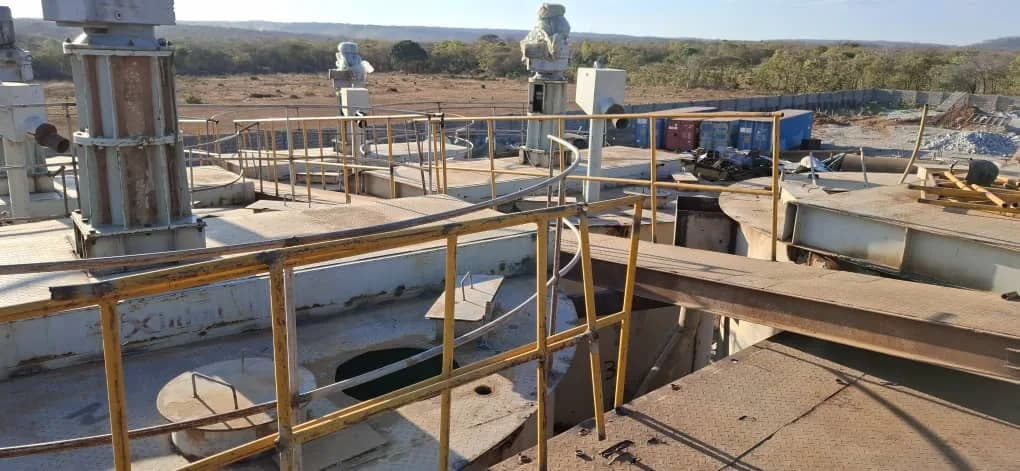 Elevated view across several tank platforms