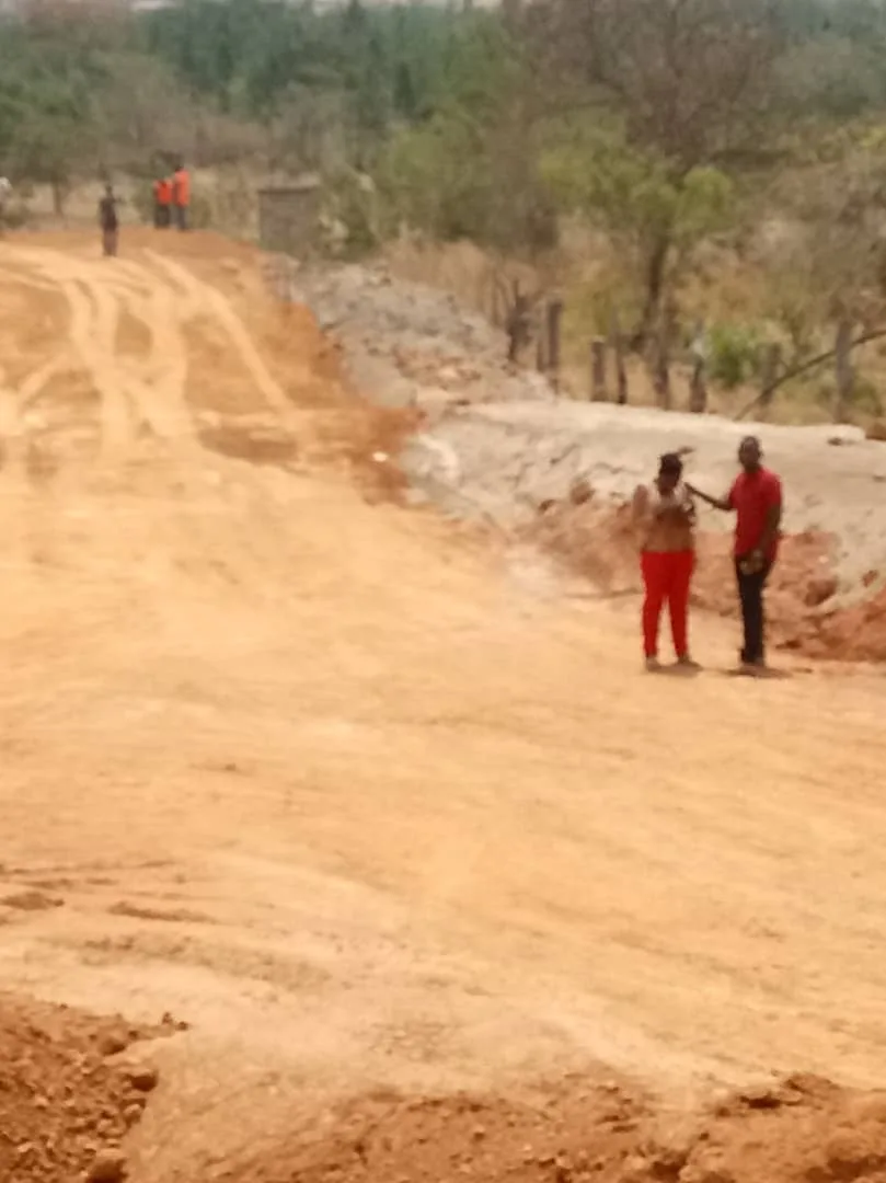 Workers overlooking the TSF construction area