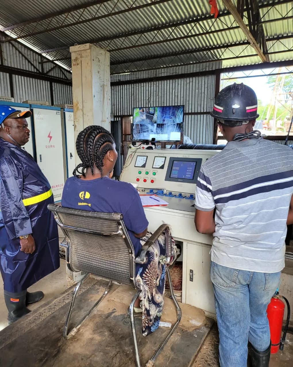Control room team monitoring the shaft hoist cameras